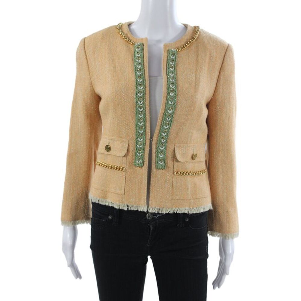 Dolce & Gabbana Women Silk Orange Basic Jacket Button Long Sleeve Size 42